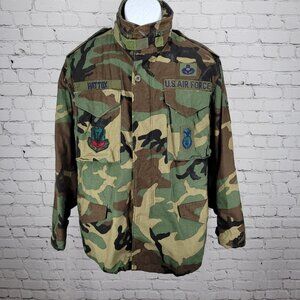 US Air Force Camo Tactical Air CommanField Coat Military Jacket Hooded Small S R